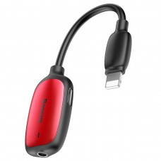 Baseus 3-in-1 iP Male to Dual iP & 3.5mm Female Adapter L51 Red-black