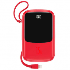 Внешний аккумулятор Baseus Q pow Digital Display 3A Power Bank 10000mAh (With IP Cable)Red