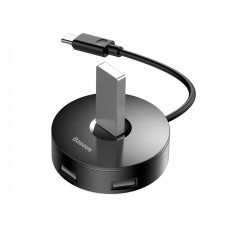 Baseus round box HUB adapter （Type-C to USB3.0*1+USB2.0*3）25CM Black