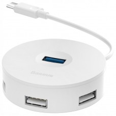 Baseus round box HUB adapter （Type-C to USB3.0*1+USB2.0*3）25CM White