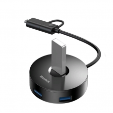 Baseus round box HUB adapter（Type-C+USB A to USB3.0*1+USB2.0*3）1m Black