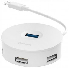 Baseus round box HUB adapter（Type-C+USB A to USB3.0*1+USB2.0*3）12cm White