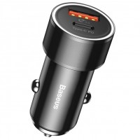 Автомобильное зарядное устройство Baseus Small Screw Type-C PD+USB Quick Charge Car Charger 36W Black