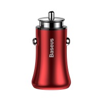 Автомобильное зарядное устройство Baseus Gentleman 4.8A Dual-USB Car Charger Red