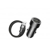 Автомобильное зарядное устройство Baseus Small Screw 3.4A Dual-USB  Car Charging with Type-C cable Set Black