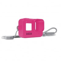 Силиконовый чехол с ремешком для камеры розовый GoPro HERO8 (Sleeve + Lanyard) AJSST-007